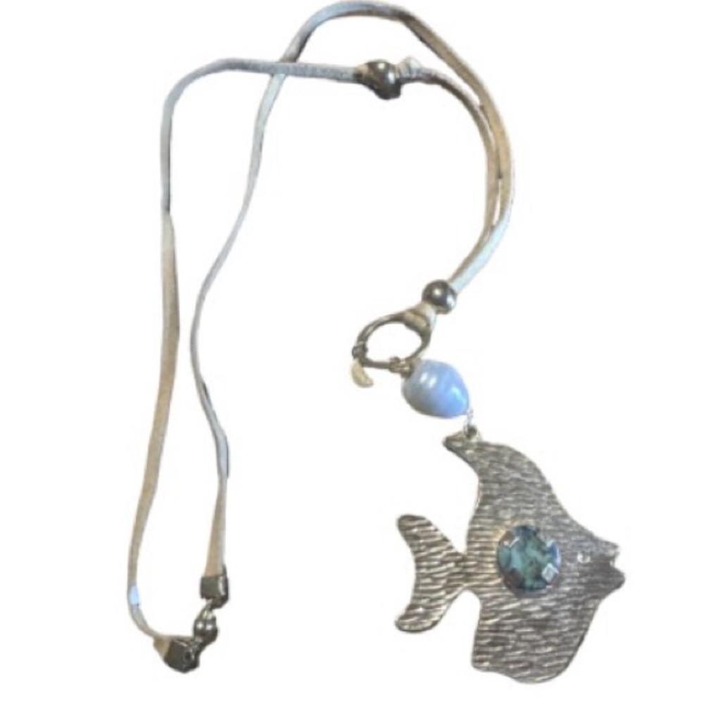 Grain of sand fish  Pendant with Pearl Accent